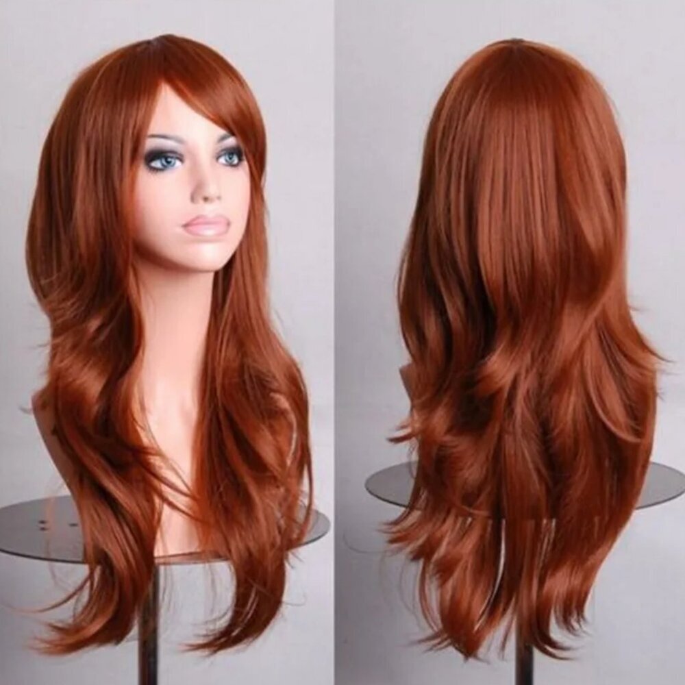 2/$30 NEW Long Layered Auburn Wig with Bangs Role CosPlay Dress Up Halloween - Picture 3 of 4